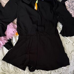 Black Long-Sleeve Romper
